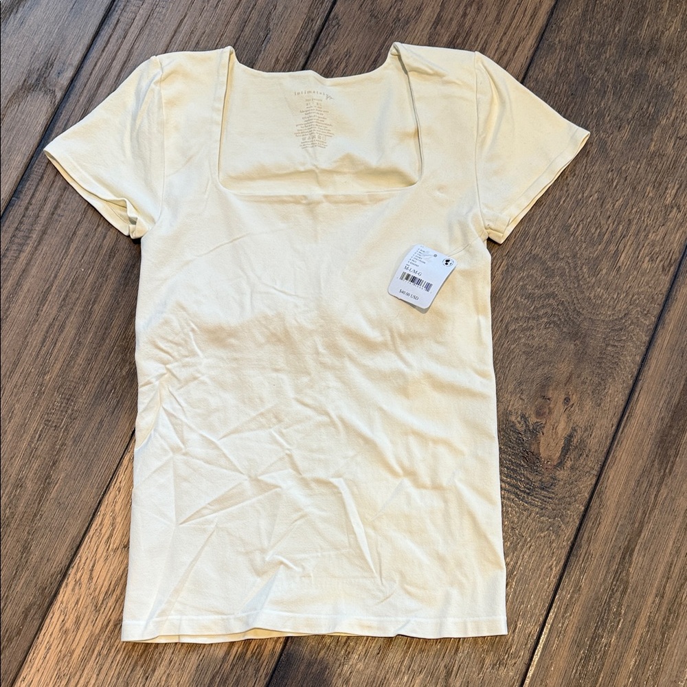 Free People Cream Short Sleeve Tee